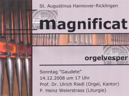 magnifikat orgelvesper Plakat: Prof. Dr. Riedl